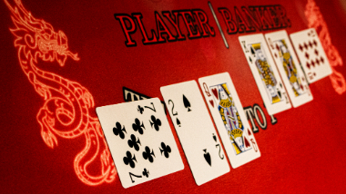 Baccarat table showing dragon Bonus Hand